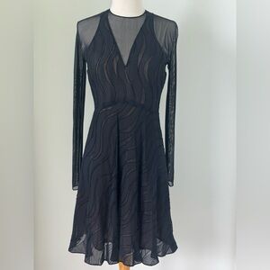 Vtg MARY MCFADDEN Collection MMcF Silk Black sheer Long Sleeve Dress size 8